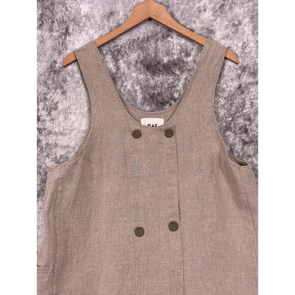 FLAX Dress Large Womens Beige Linen Sleeveless Maxi - Picture 2 of 7
